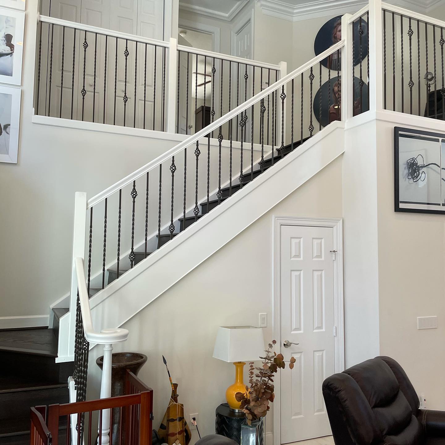 Staircase before installation of a custom glass railing system